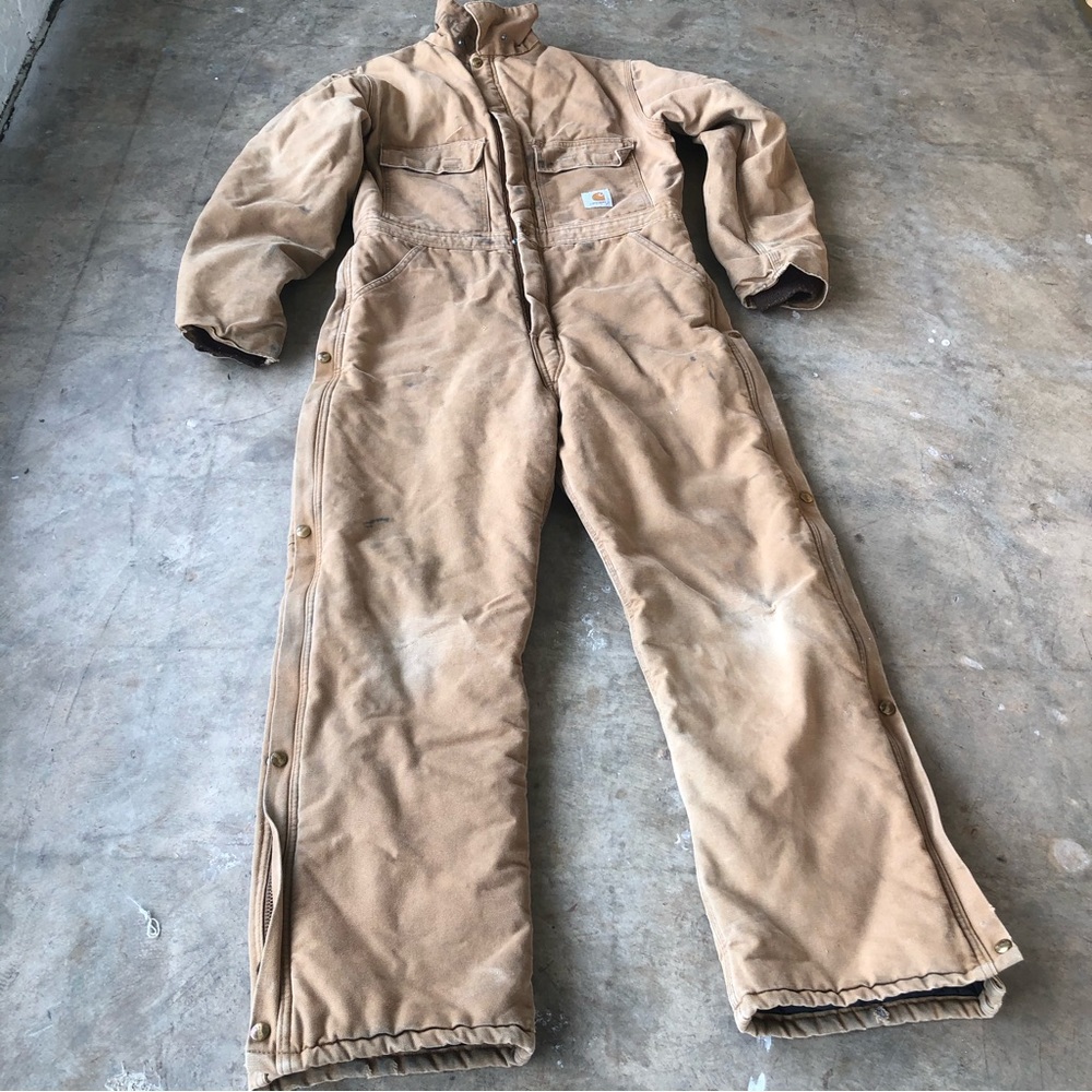 Vintage 80s Carhartt Insulated Coveralls Distressed Waist 39